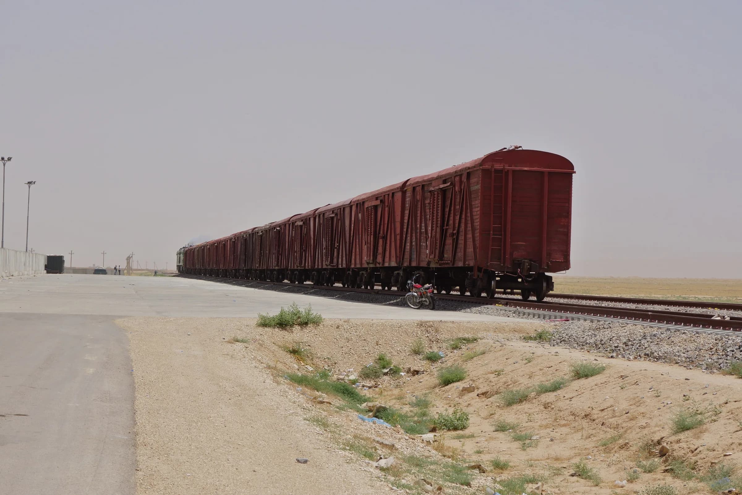 A freight train on the railway in northern Afghanistan.